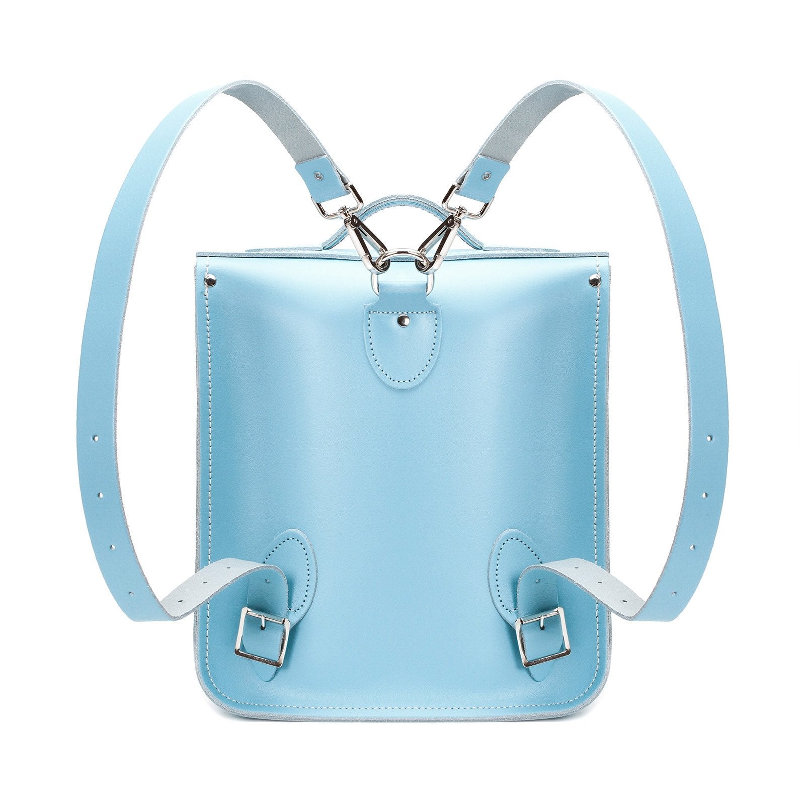 Handmade Leather City Backpack - Pastel Baby Blue-2