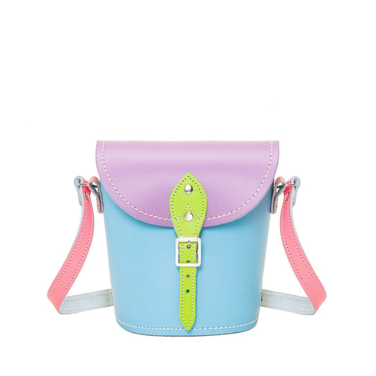 Handmade Leather Barrel Bag - Pastel Kaleidoscope-0