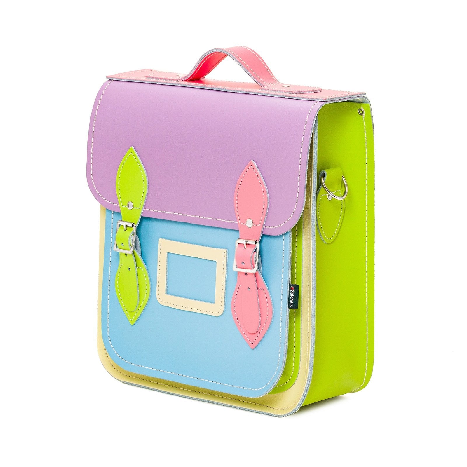 Handmade Leather City Backpack - Pastel Kaleidoscope-1