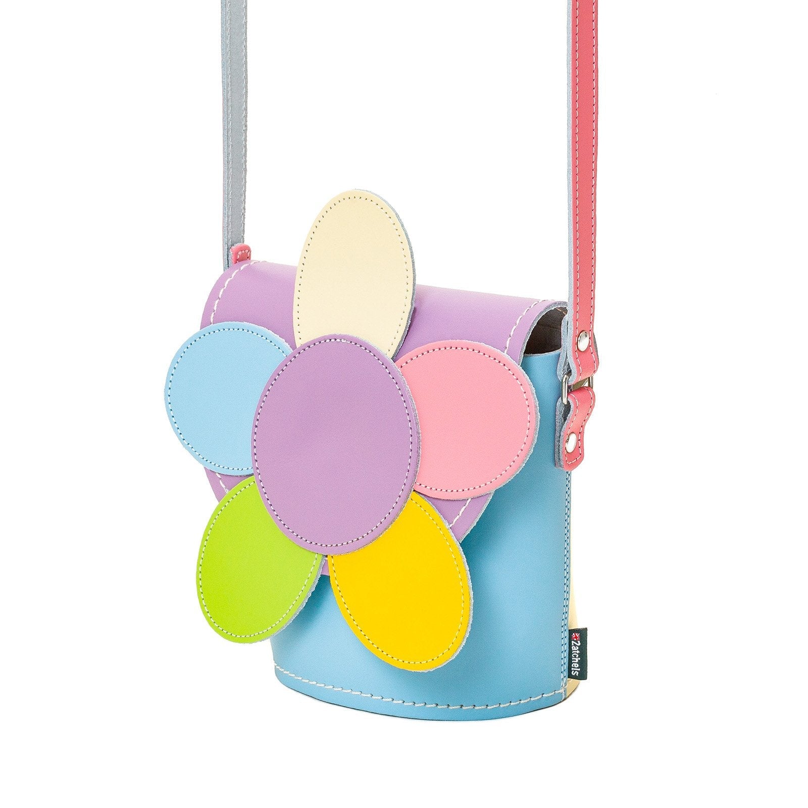 Handmade Leather Daisy Barrel Bag - Pastel Kaleidoscope-1