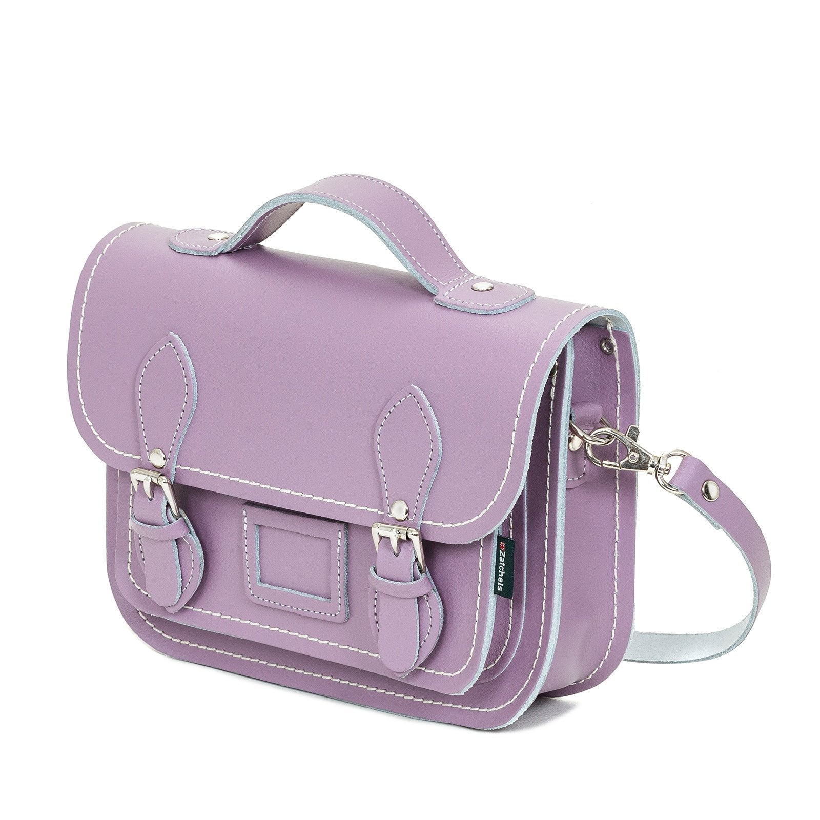 Leather Midi Satchel - Pastel Violet-1