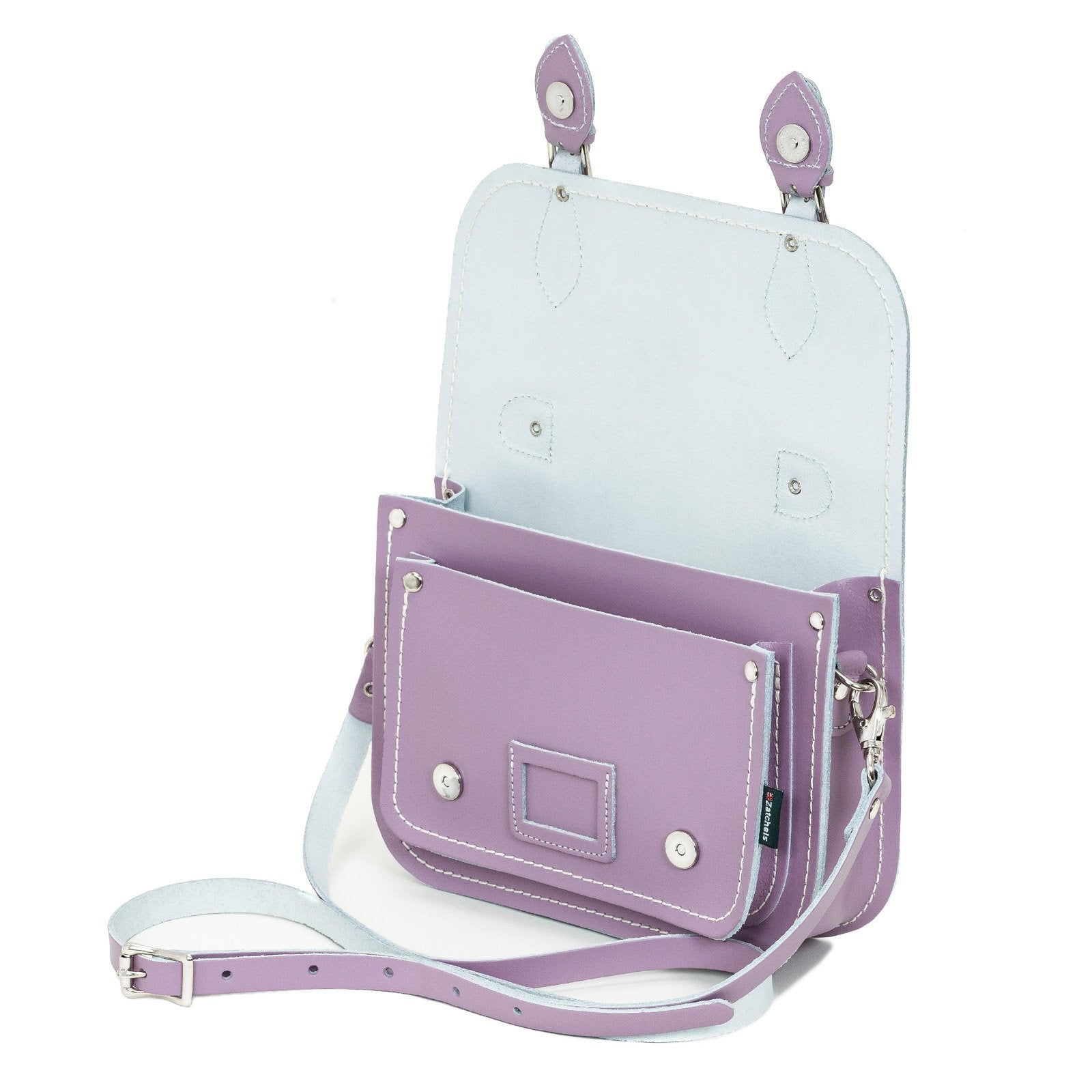 Leather Midi Satchel - Pastel Violet-2