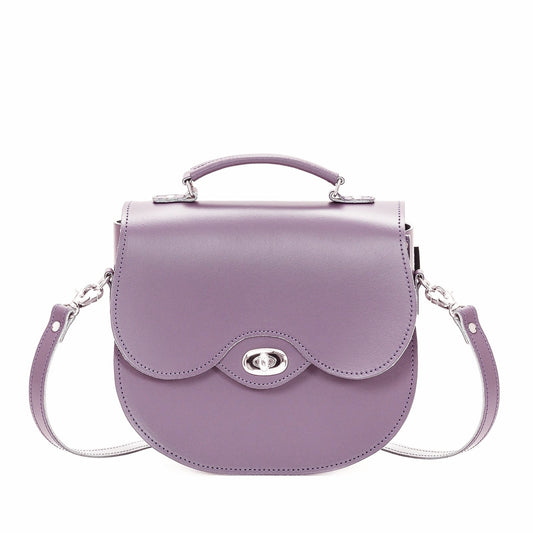 Handmade Leather Twist Lock Saddle Bag - Pastel Violet-0