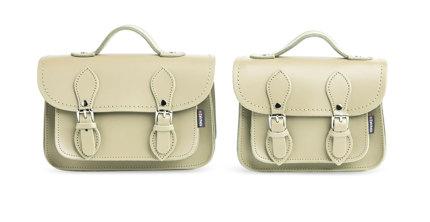 Handmade Leather Micro Satchel - Pastel Cream-4