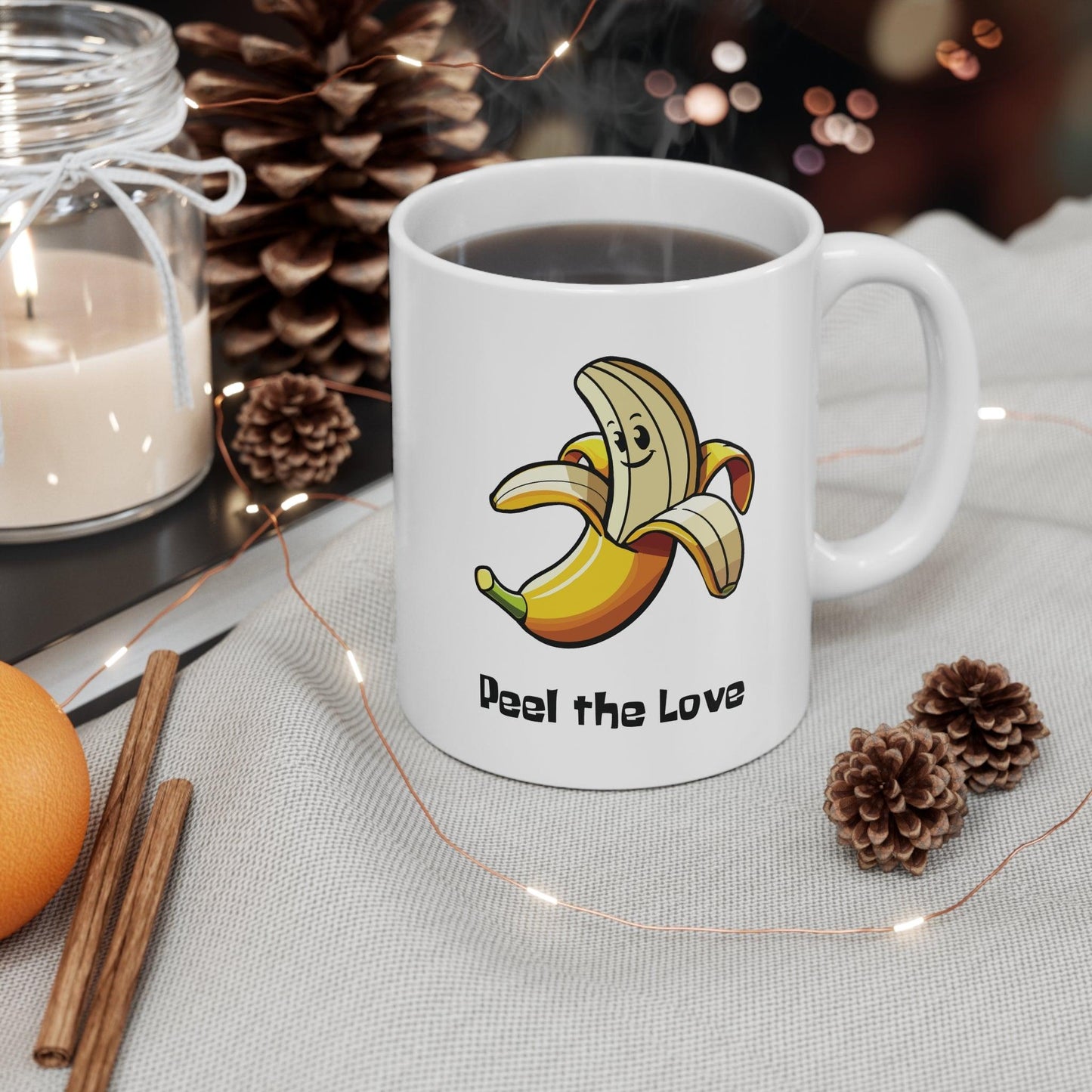 Peel the Love Banana Mug | Cheery 11 oz Pun Gift - mezetto KEOLIX KEOLIX