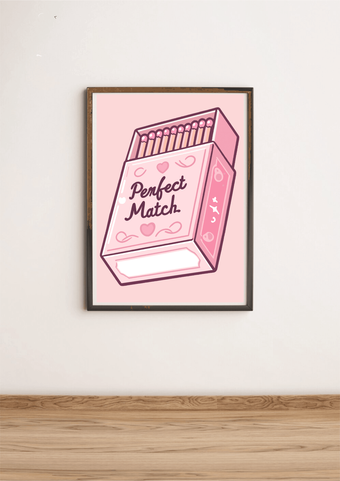 Perfect Match – Cute Pink Matchbox Art Print Poster - mezetto KEOLIX KEOLIX