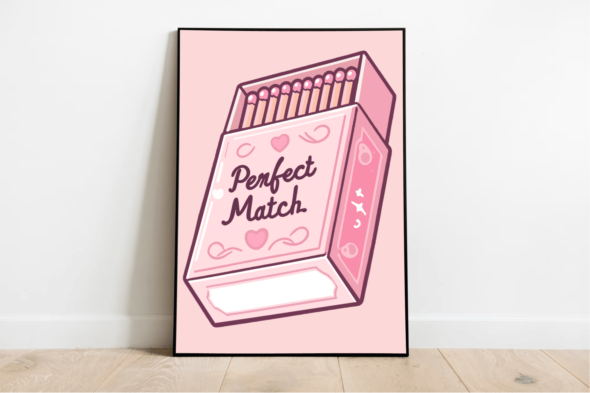 Perfect Match – Cute Pink Matchbox Art Print Poster - mezetto KEOLIX KEOLIX