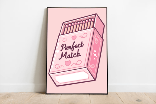 Perfect Match – Cute Pink Matchbox Art Print Poster - mezetto KEOLIX KEOLIX