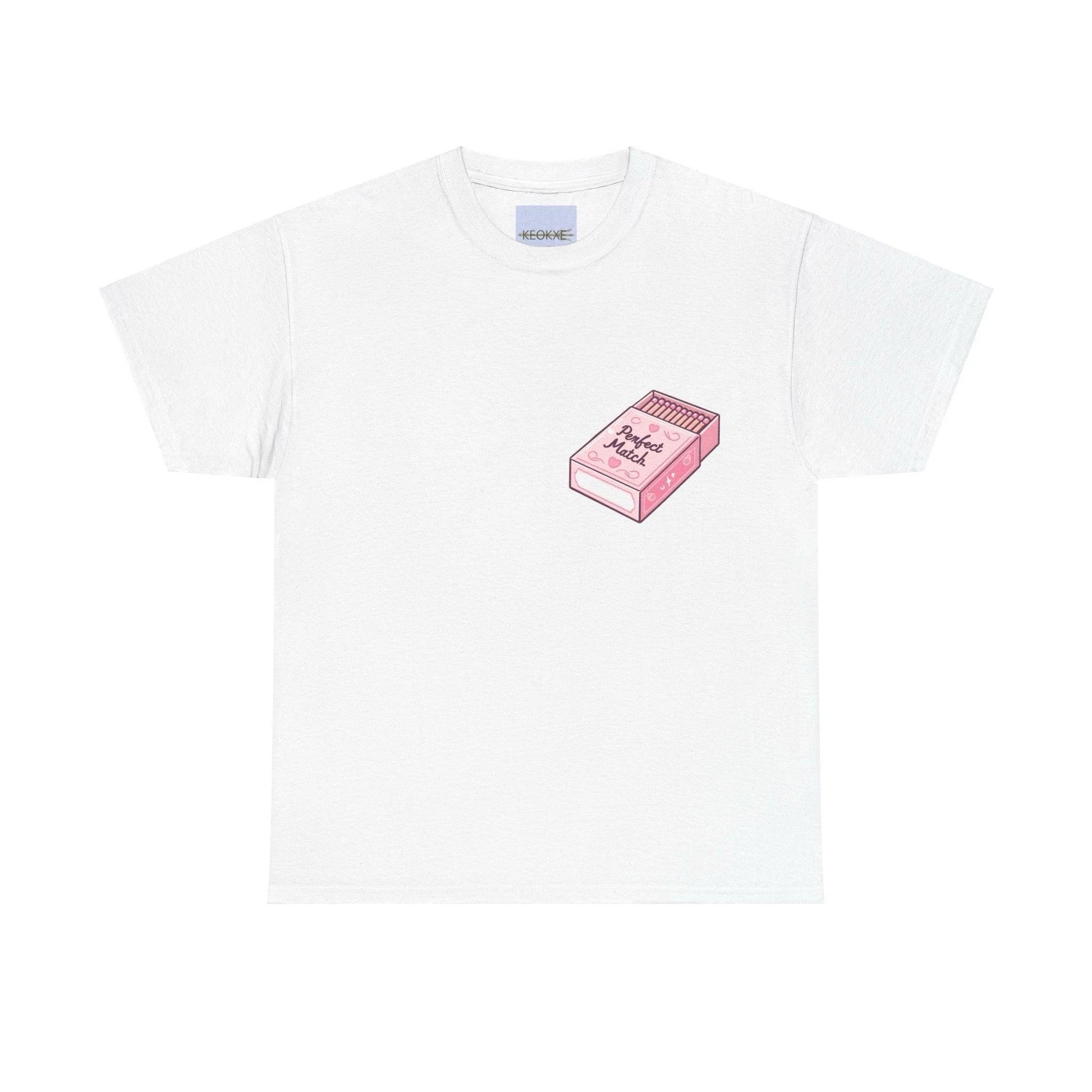 Perfect Match T-Shirt | Cute Pink Matchbox Love Design - mezetto KEOLIX KEOLIX