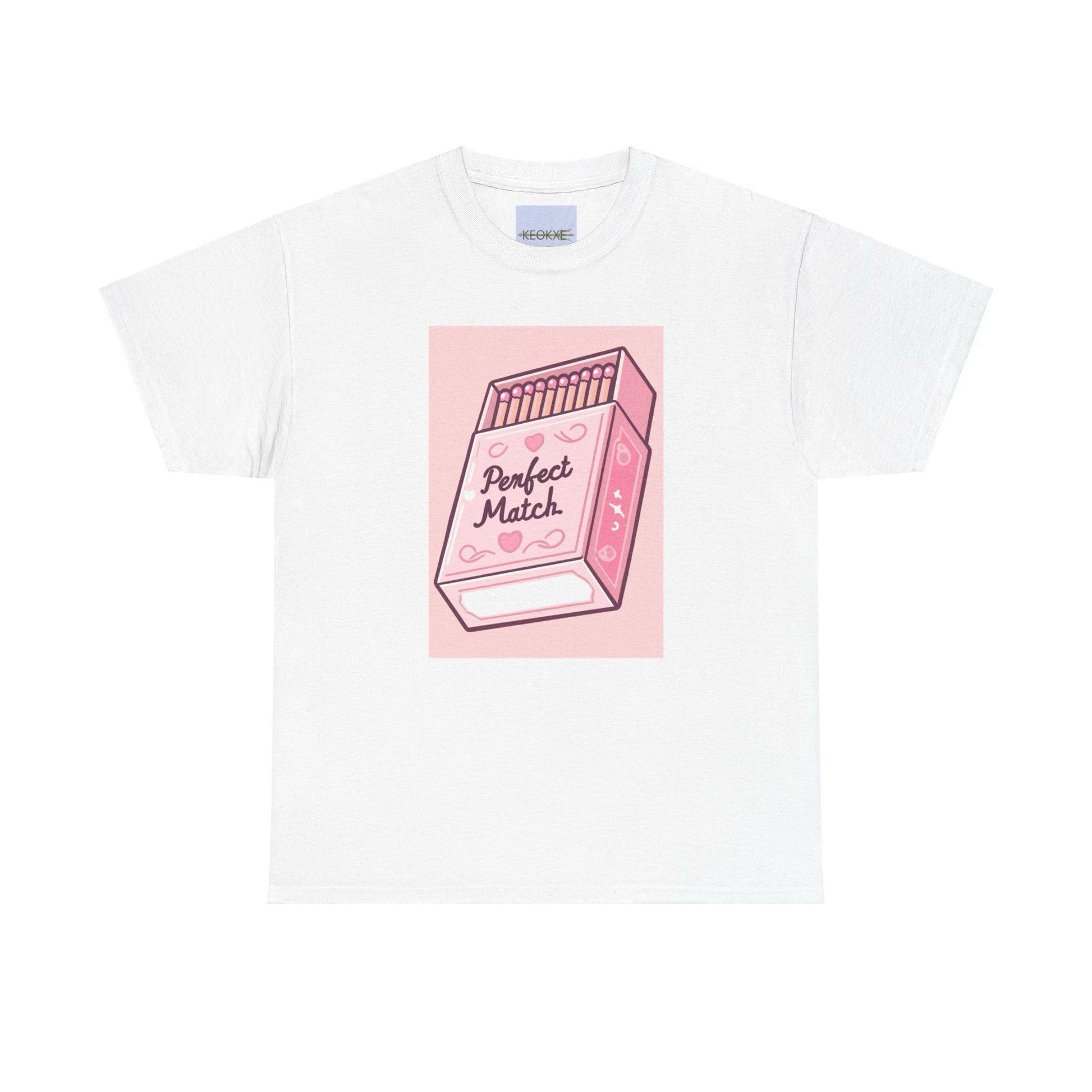 Perfect Match T-Shirt | Cute Pink Matchbox Love Design - mezetto KEOLIX KEOLIX
