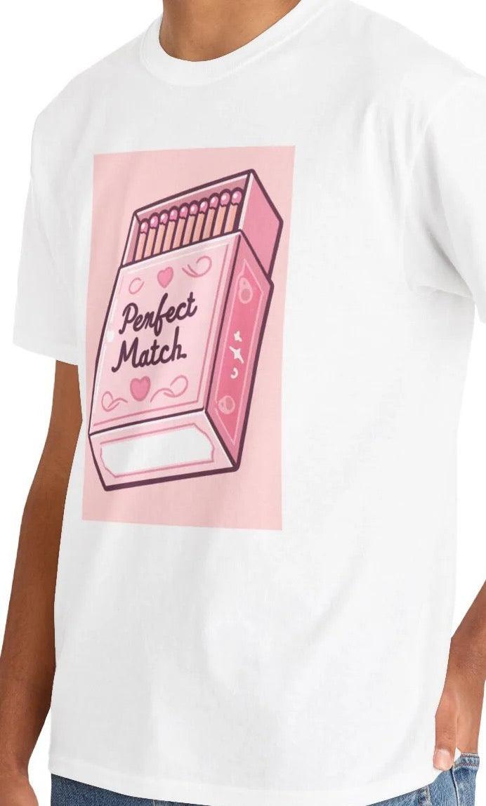 Perfect Match T-Shirt | Cute Pink Matchbox Love Design - mezetto KEOLIX KEOLIX