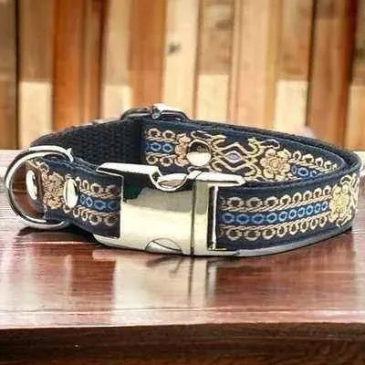 "Personalised Hand Made Chic Cotton Collar for Small Breeds" - mezetto
