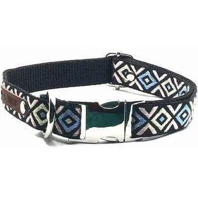 Personalised Cotton Dog Collar: Sapphire Elegance - mezetto