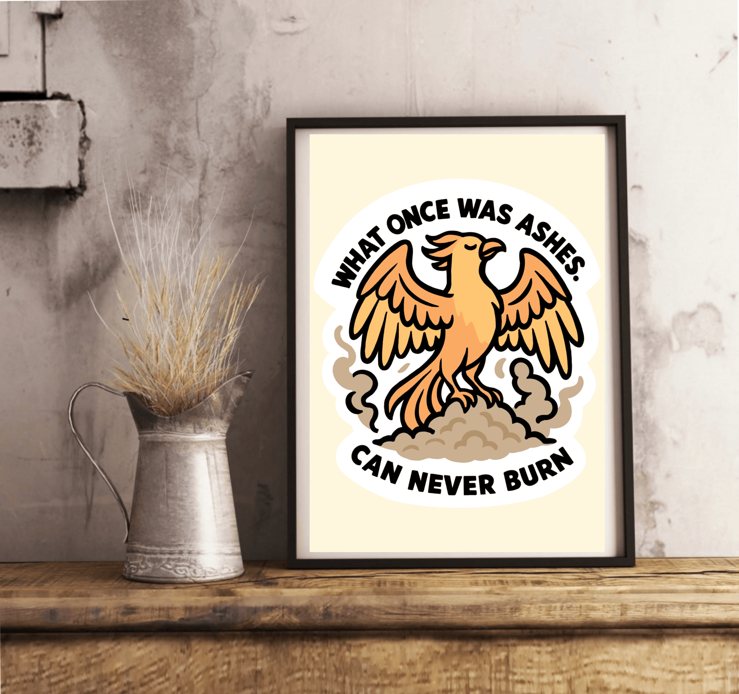 Phoenix Wall Art Print – "What Once Was Ashes Can Never Burn" - mezetto KEOLIX KEOLIX