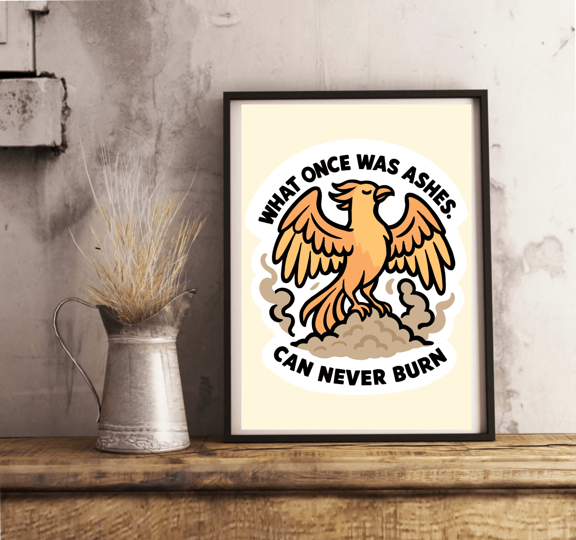 Phoenix Wall Art Print – "What Once Was Ashes Can Never Burn" - mezetto KEOLIX KEOLIX