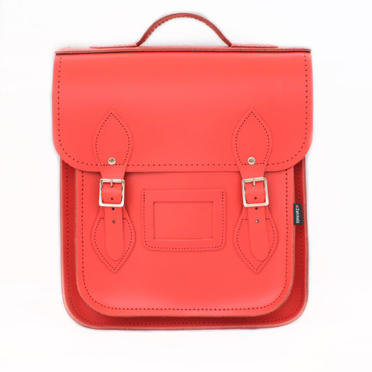 Handmade Leather City Backpack - Pillar Box Red-0