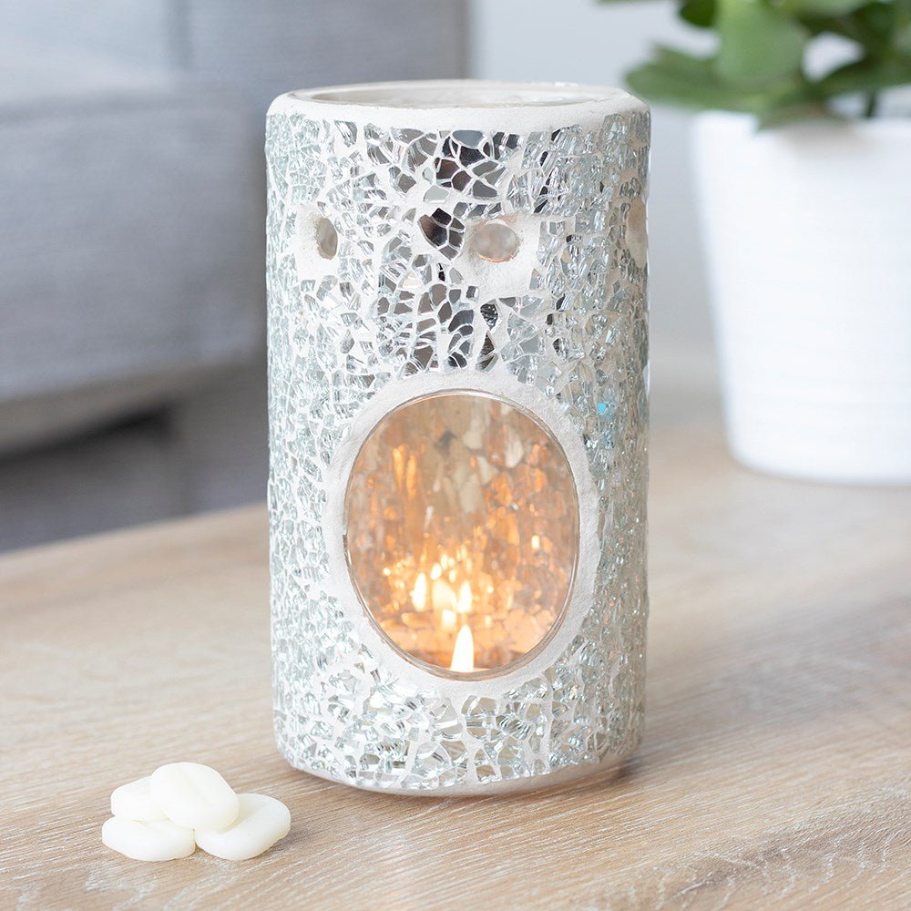 Pillar Crackle Glass Wax Burner - mezetto Shopify Collective The Stirling Candle Company