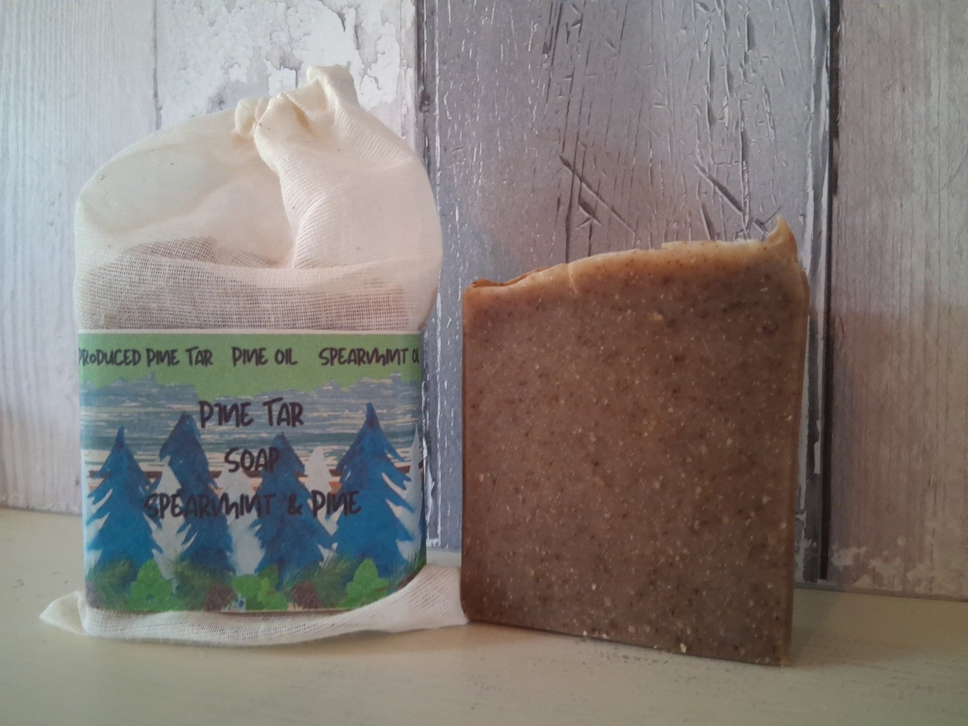 Pine Tar Soap Spearmint & Pine - mezetto Shopify Collective Somerset Natural Soaps