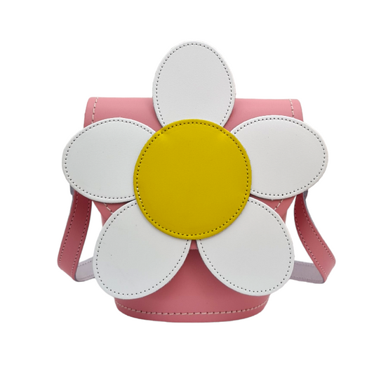 Handmade Leather Daisy Barrel Bag - Pastel Pink-0