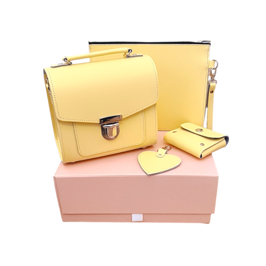 Handmade Leather Sugarcube Plus Collection Gift Set - Primrose Yellow-0