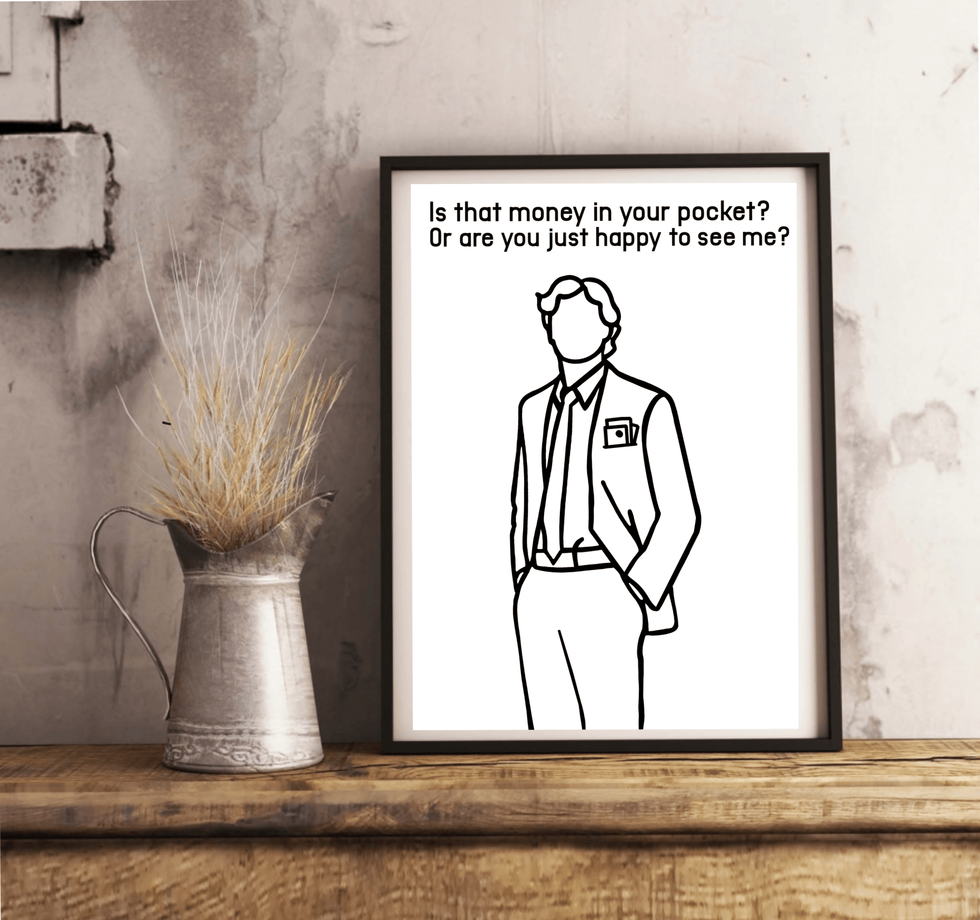 Prosperous Greetings – Suit & Money Humor Minimalist Print - mezetto KEOLIX KEOLIX