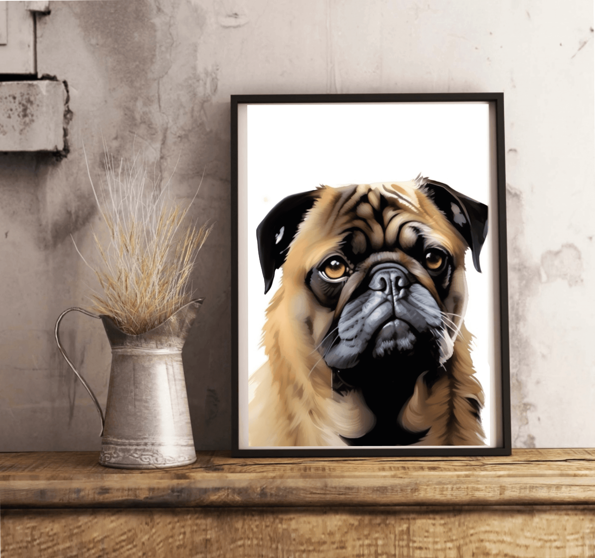 Pug Art Print | Cute Dog Wall Poster | A5 A4 A3 Unframed - mezetto KEOLIX KEOLIX