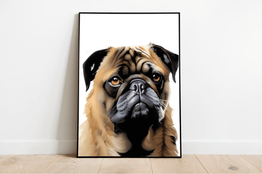 Pug Art Print | Cute Dog Wall Poster | A5 A4 A3 Unframed - mezetto KEOLIX KEOLIX