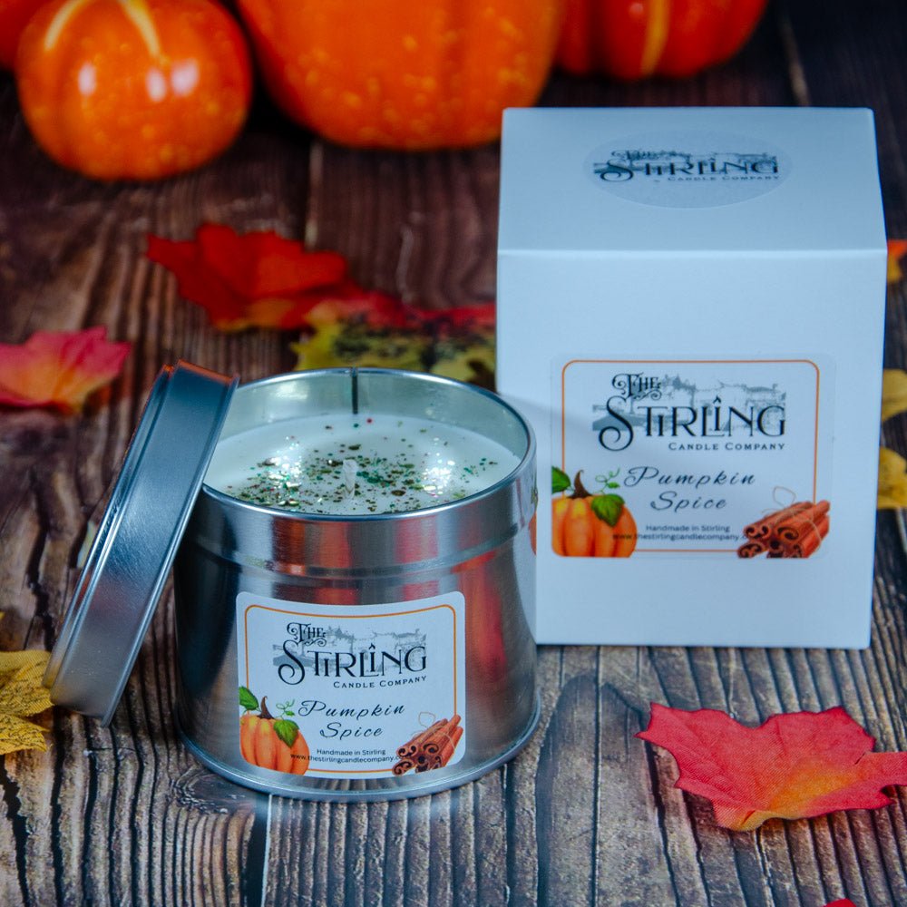 Pumpkin Spice - Travel Tin - Cotton Wick - mezetto Shopify Collective The Stirling Candle Company