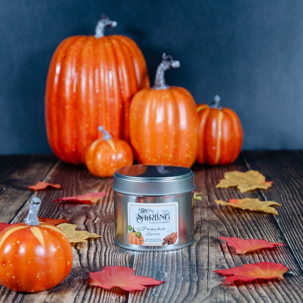 Pumpkin Spice - Travel Tin - Cotton Wick - mezetto Shopify Collective The Stirling Candle Company