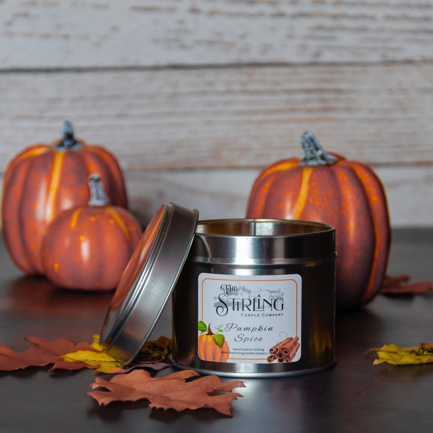 Pumpkin Spice - Travel Tin - Cotton Wick - mezetto Shopify Collective The Stirling Candle Company