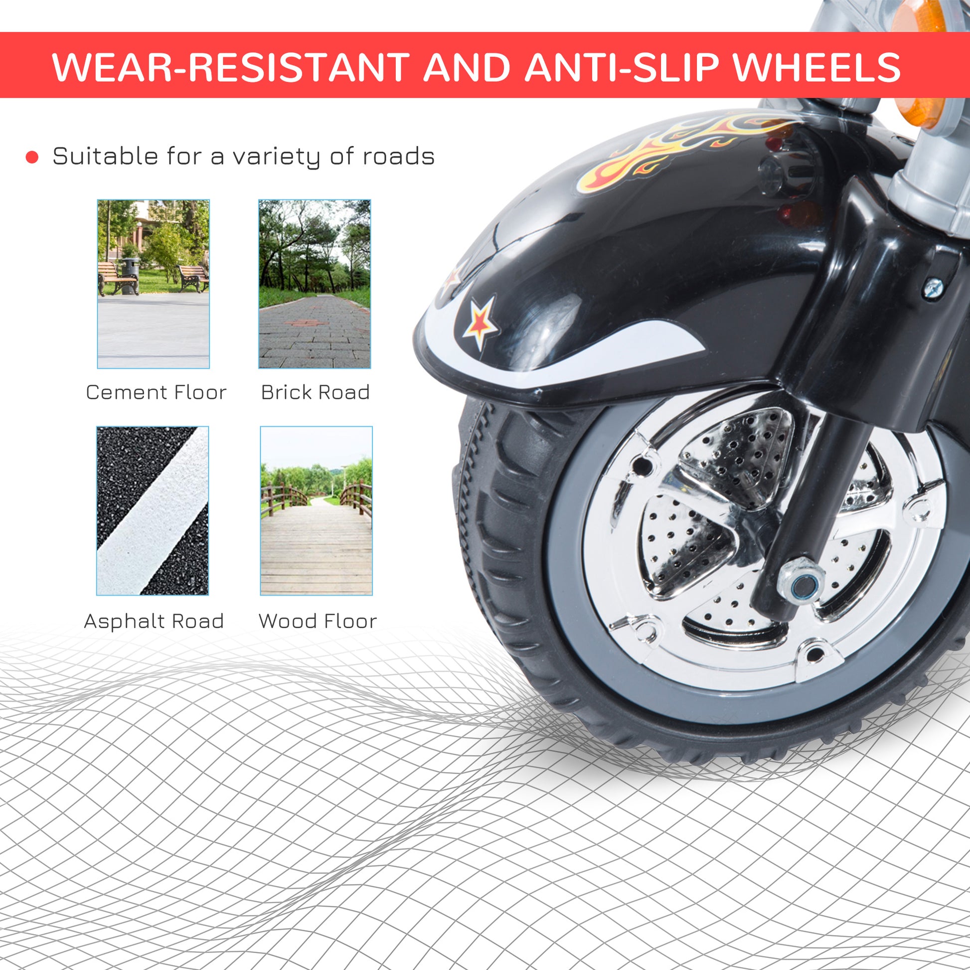 HOMCOM Electric Motorbike for Kids 6V Battery Powered Ride On Motorcycle with Lights and Sounds for 3-6 Years, Black-4