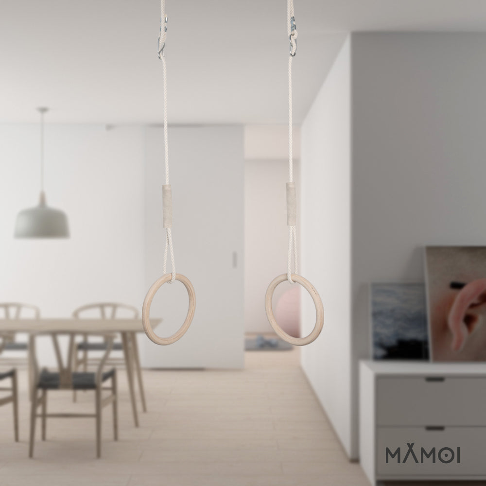 MAMOI® Trapeze bar baby swing, Indoor gymnastic rings, Monkey bars gorilla gym, Gymnastics pull up equipment for kids, Olympic rings and swings for calisthenics-4