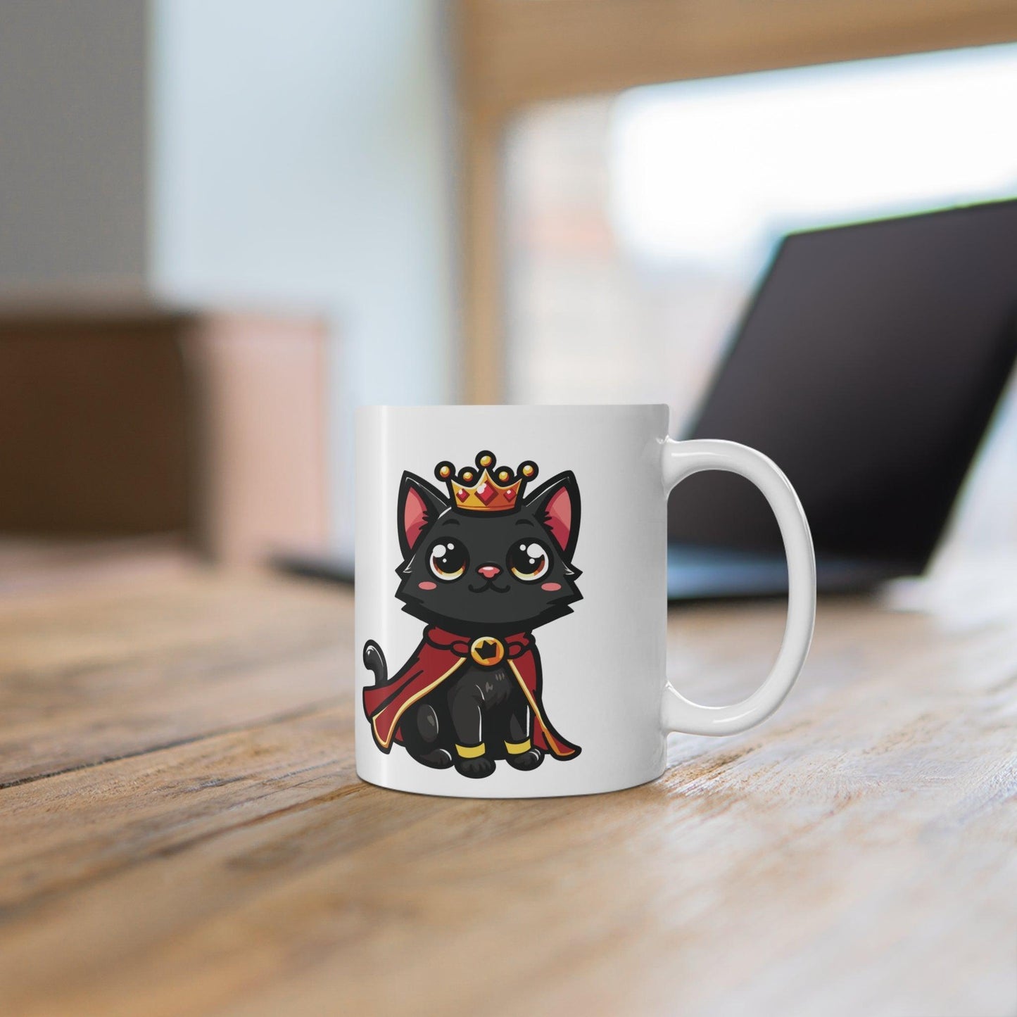 Royal Kitten Mug | Black Cat Crown & Cape 11 oz - mezetto KEOLIX KEOLIX