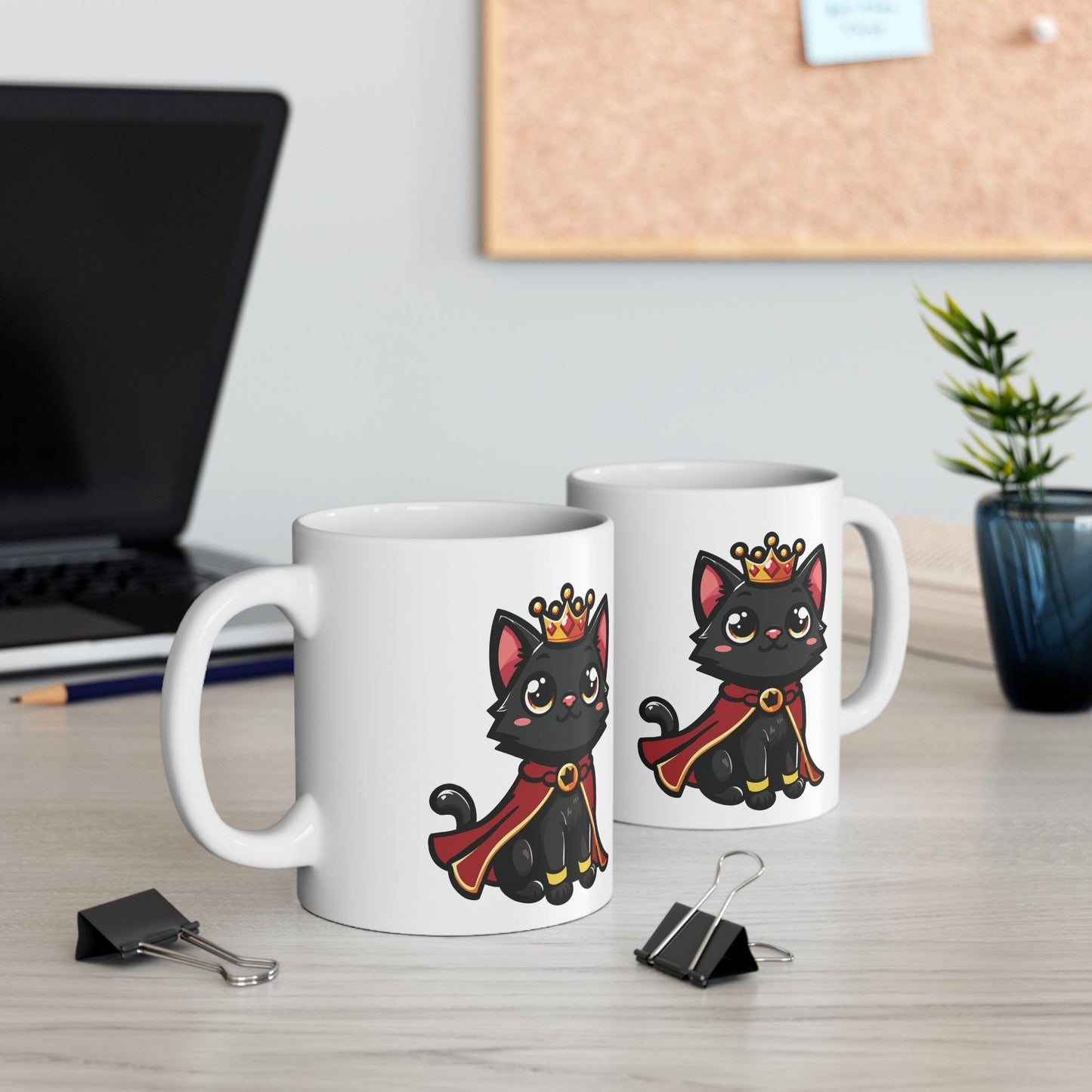 Royal Kitten Mug | Black Cat Crown & Cape 11 oz - mezetto KEOLIX KEOLIX