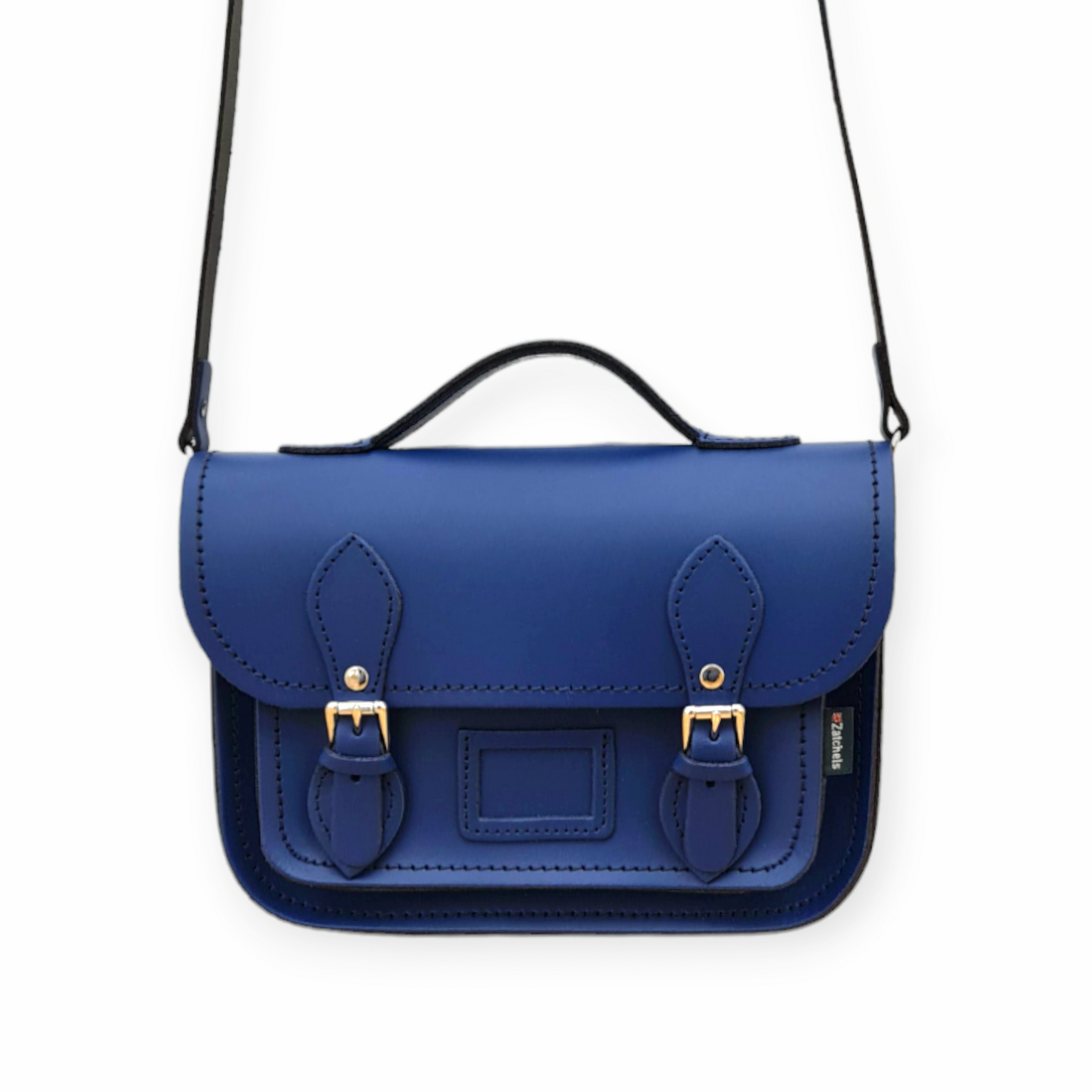 Leather Midi Satchel - Royal Blue-2