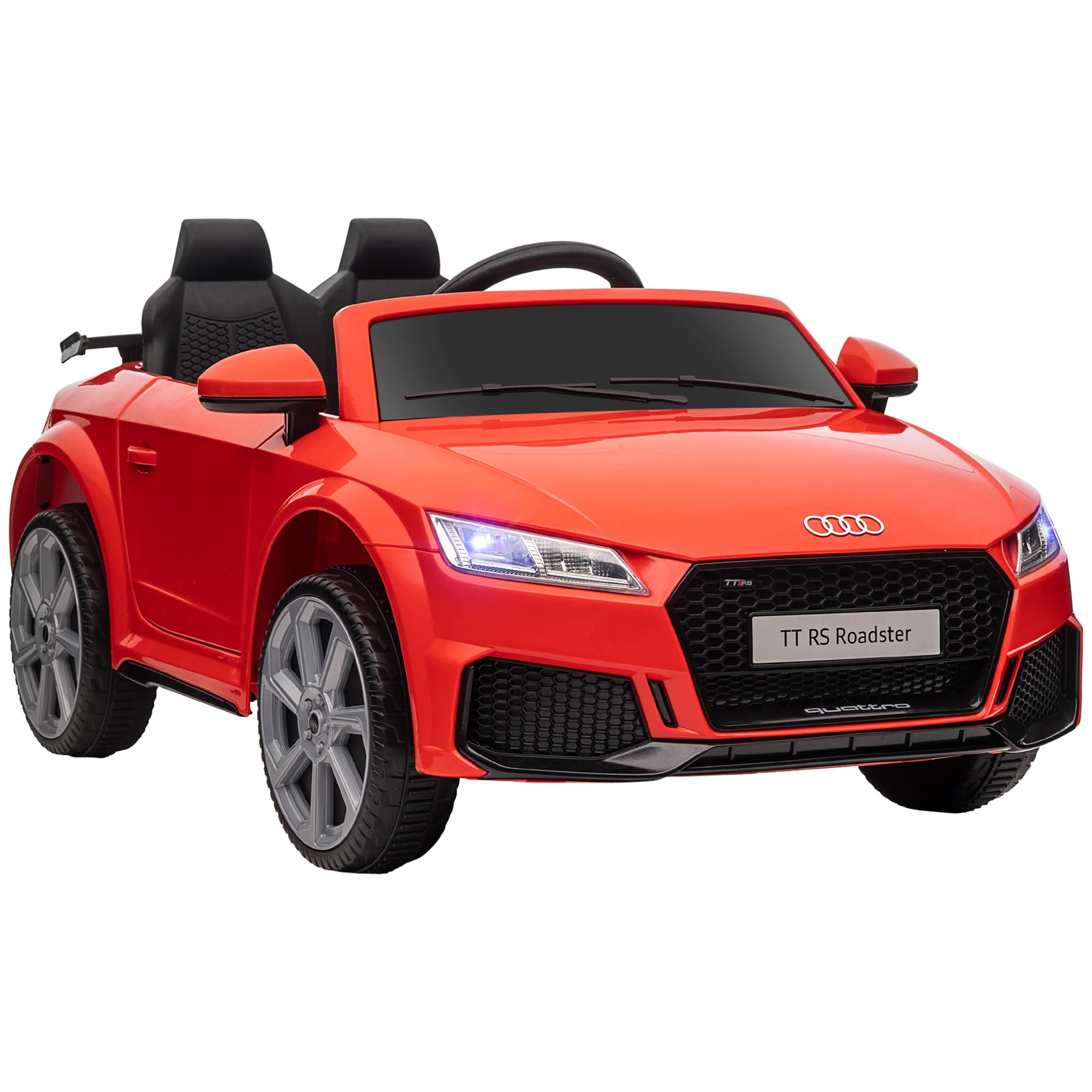 Compatible for 12V Rechargeable Battery Ride On Car w/ Remote Forward Reverse Lights Horn MP3 Player Red w/ Seat Belt Audi TT RS | HOMCOM-0