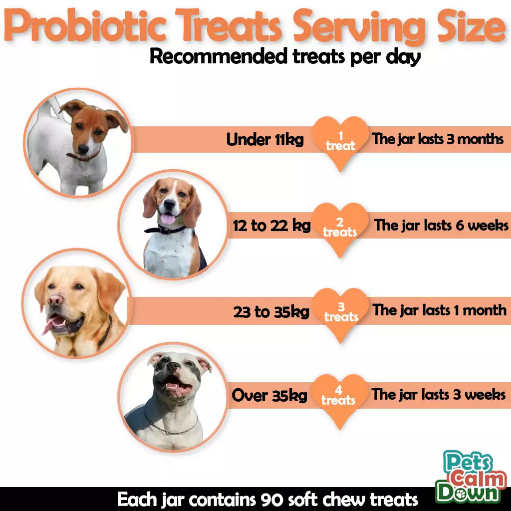 Probiotic dog treats for gas, mess, immunity, digestive health (natural herbal)