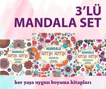 Set Mandala Renk Renk Desenler Çiçekler Hayvanlar