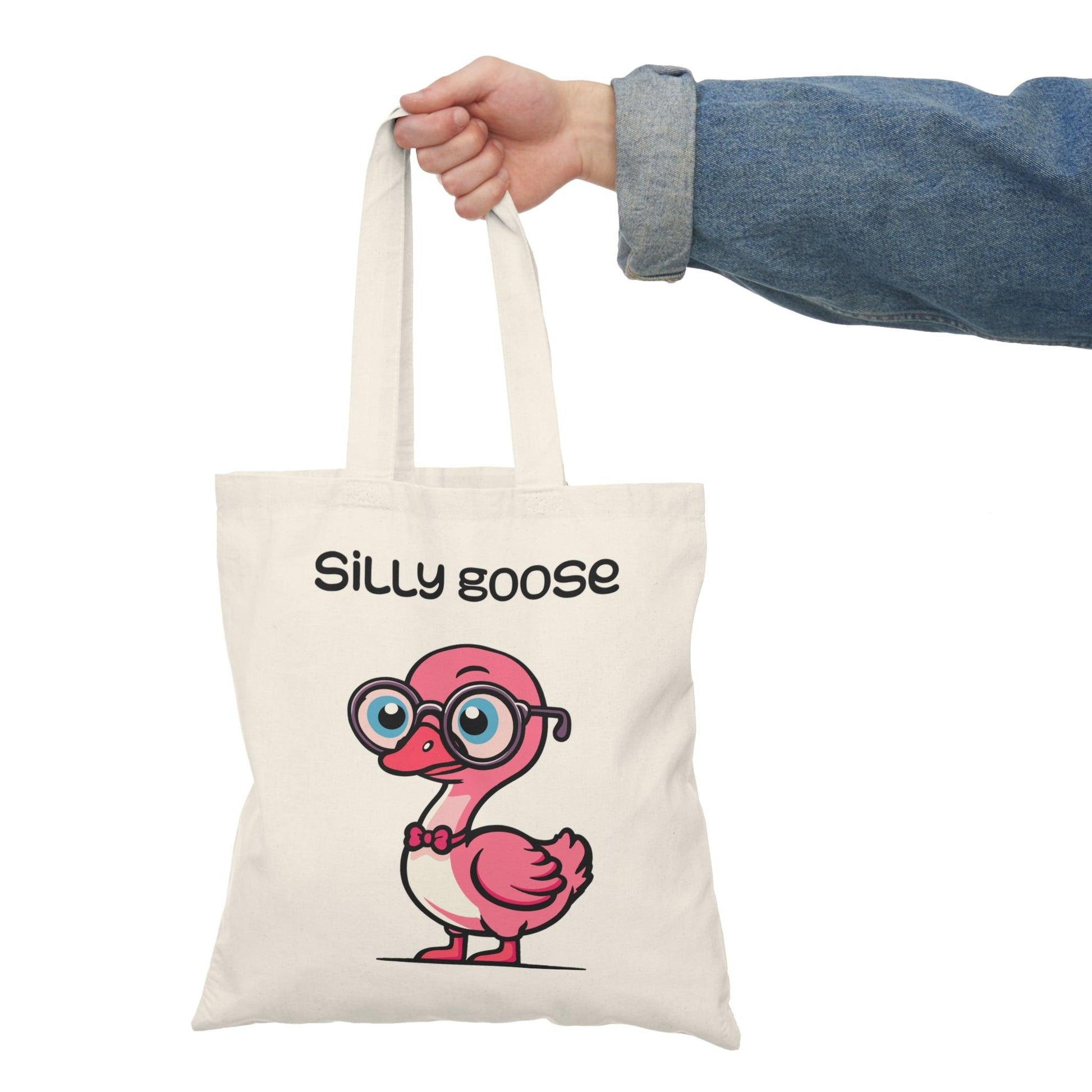 Silly Goose Tote Bag – Cute Pink Goose in Glasses Design - mezetto KEOLIX KEOLIX