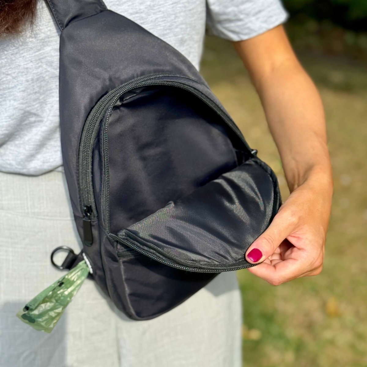 Dog Walking Sling Backpack - Black