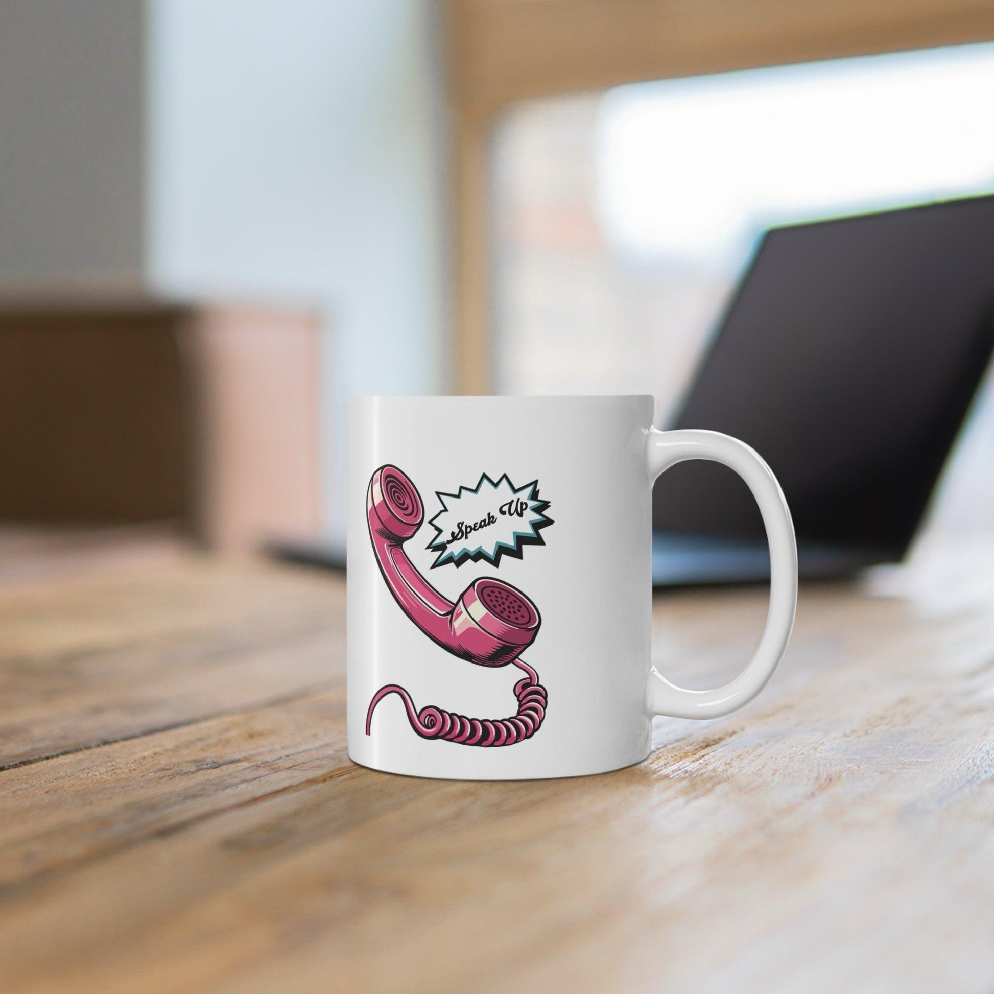 Speak Up Mug – Pink Retro Phone Confidence Booster - mezetto KEOLIX KEOLIX