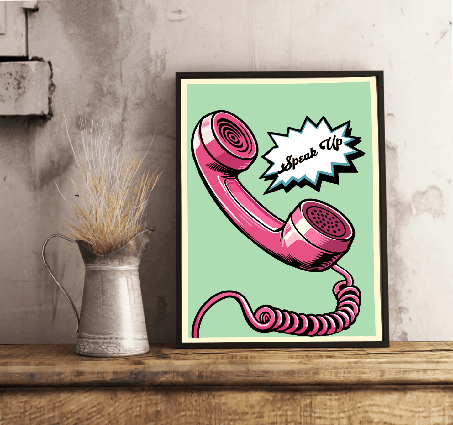 Speak Up – Retro Phone Feminist Art Print for Bold Voice - mezetto KEOLIX KEOLIX