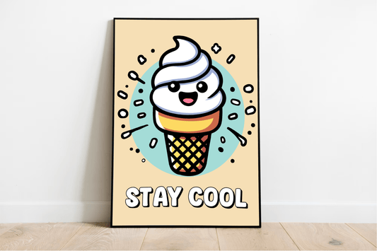 Stay Cool Ice Cream Art Print – Fun Cartoon Poster - mezetto KEOLIX KEOLIX