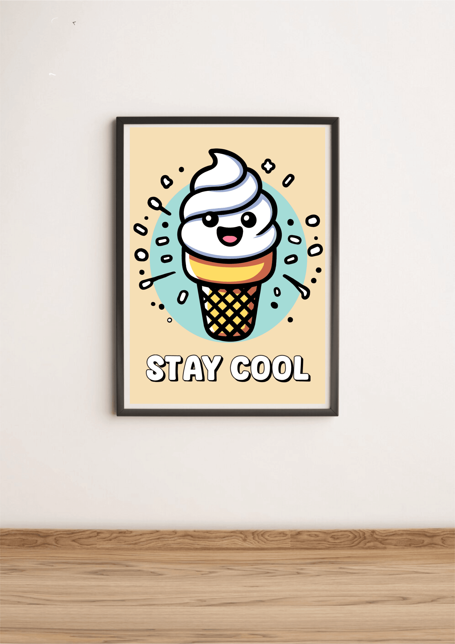 Stay Cool Ice Cream Art Print – Fun Cartoon Poster - mezetto KEOLIX KEOLIX