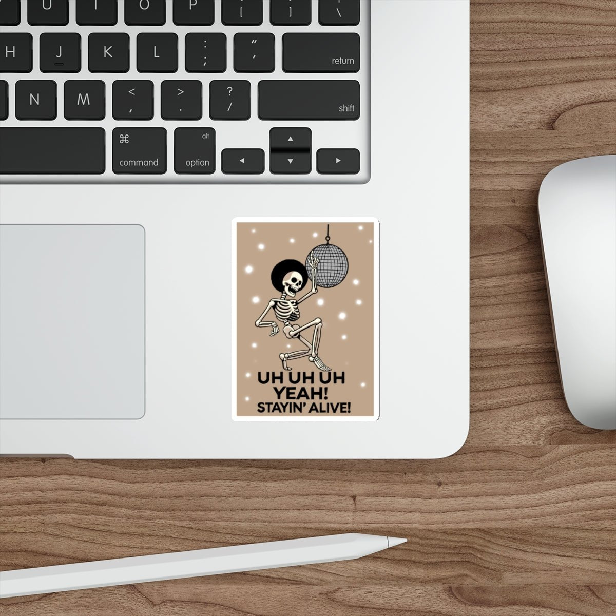 Stayin’ Alive Skeleton Disco Sticker – Funky Retro Afro - mezetto KEOLIX KEOLIX