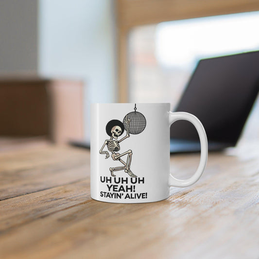 Staying Alive Dancing Skeleton Mug – Disco Fun - mezetto KEOLIX KEOLIX