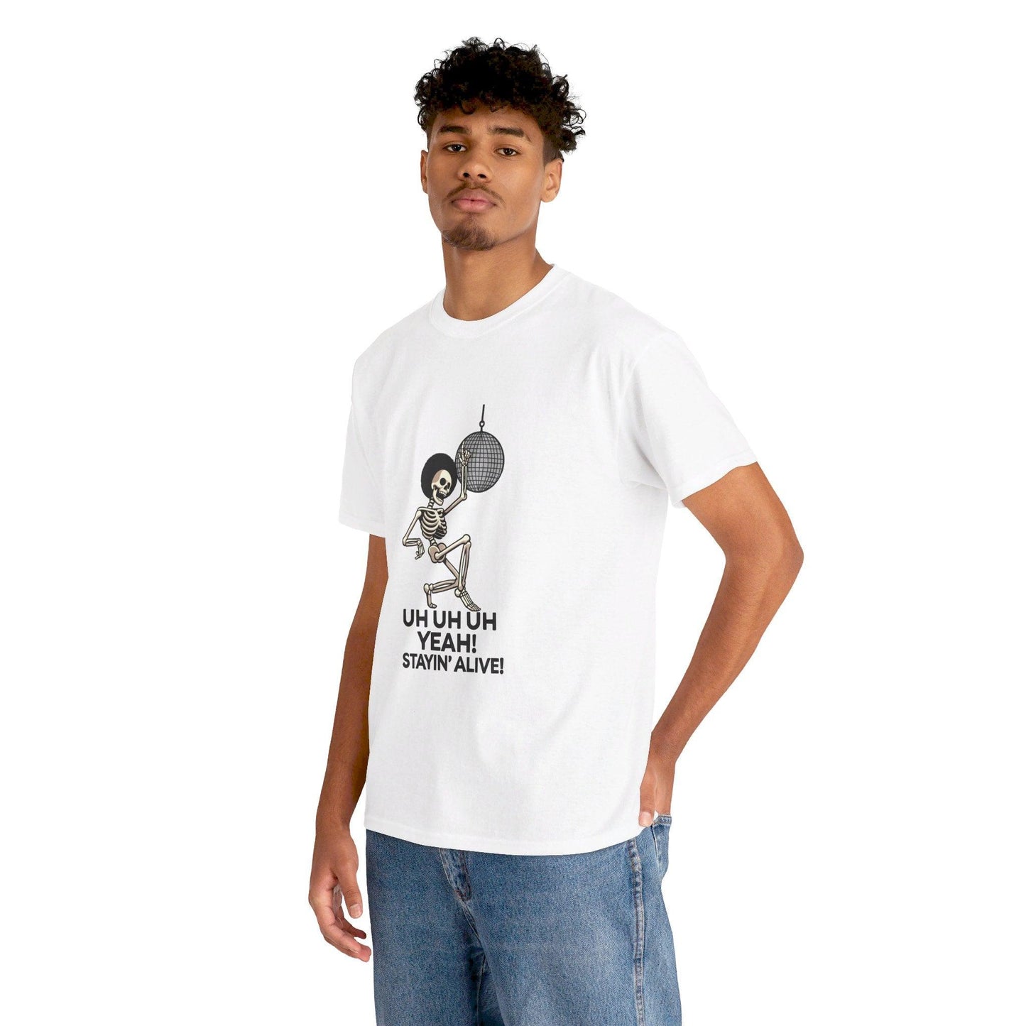 Staying Alive – Dancing Skeleton Retro T-Shirt - mezetto KEOLIX KEOLIX