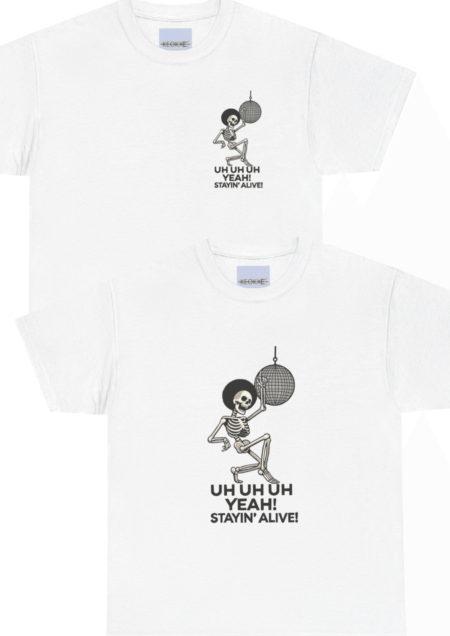 Staying Alive – Dancing Skeleton Retro T-Shirt - mezetto KEOLIX KEOLIX