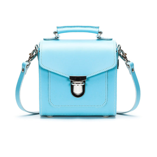 Handmade Leather Sugarcube Handbag - Pastel Baby Blue-0