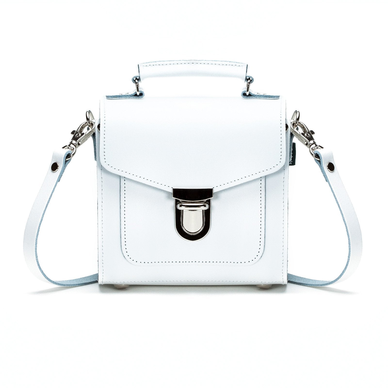 Handmade Leather Sugarcube Handbag - White-0